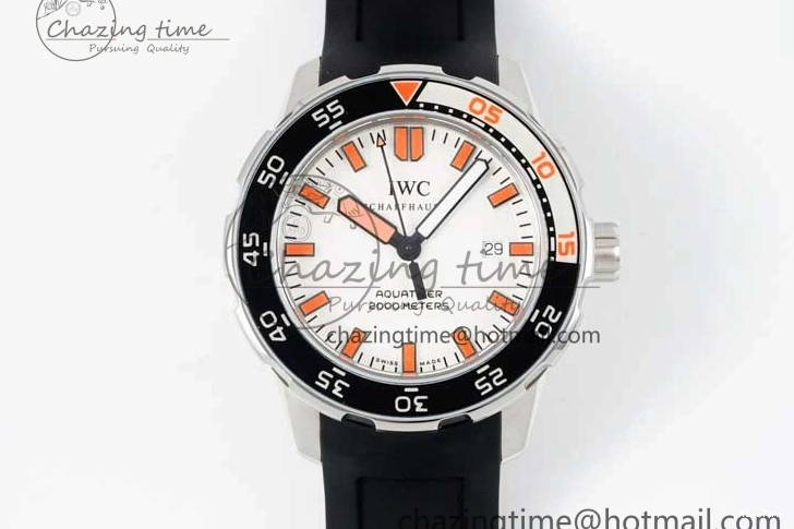 MIROTIME 0219 Aquatimer Automatic SS RSF 1:1 Best Edition White Orange Dial on Black Rubber Strap A Supportive 7069